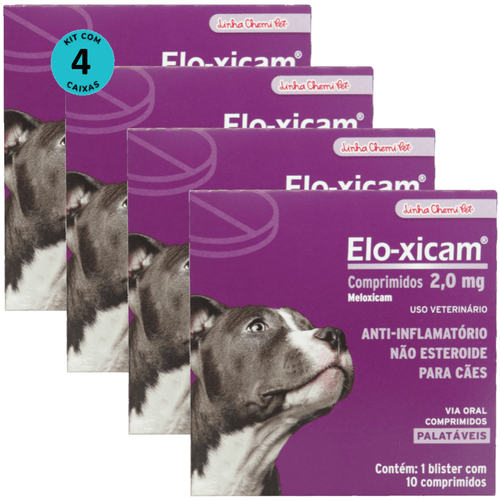 Elo-xicam 2,0mg Com 10 Comprimidos Para Cães Chemitec Kit Com 4 Elo-xicam 2,0mg Com 10 Comprimidos Para Cães Chemitec Kit Com 4
