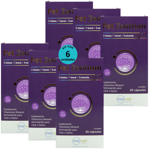 PET ZENTRUM SOFT GEL COM 30 CÁPSULAS PARA CÃES E GATOS KIT COM 6