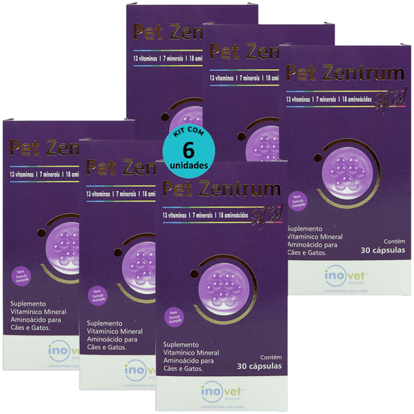 PET ZENTRUM SOFT GEL COM 30 CÁPSULAS PARA CÃES E GATOS KIT COM 6