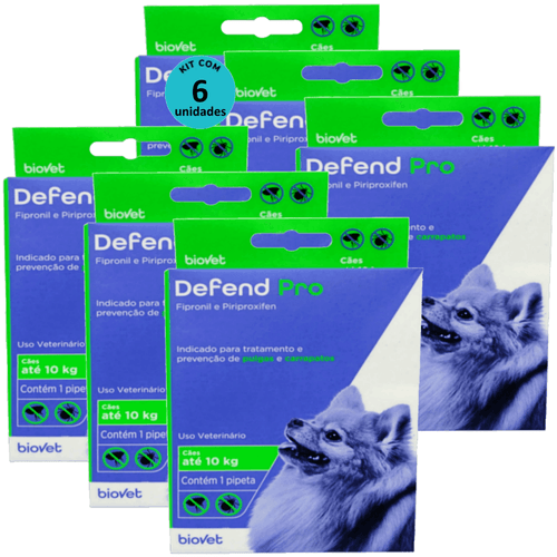 Kit 6 Defend Pro Cães (Até 10kg) - Biovet