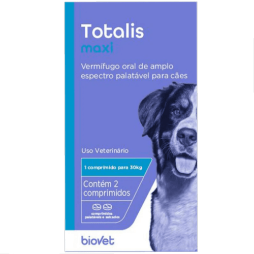 Vermífugo Totalis Maxi para Cães 1,98g C/ 2 comprimidos - Biovet Vermífugo Totalis Maxi para Cães 1,98g C/ 2 comprimidos - Biovet