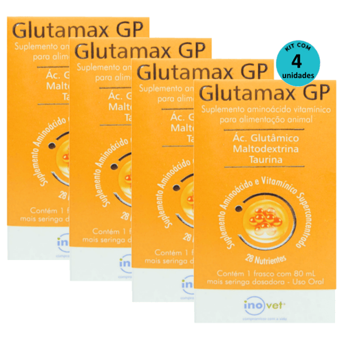 Kit 4 Glutamax GP Suplemento P/ Animais 80ml- Inovet Kit 4 Glutamax GP Suplemento P/ Animais 80ml- Inovet