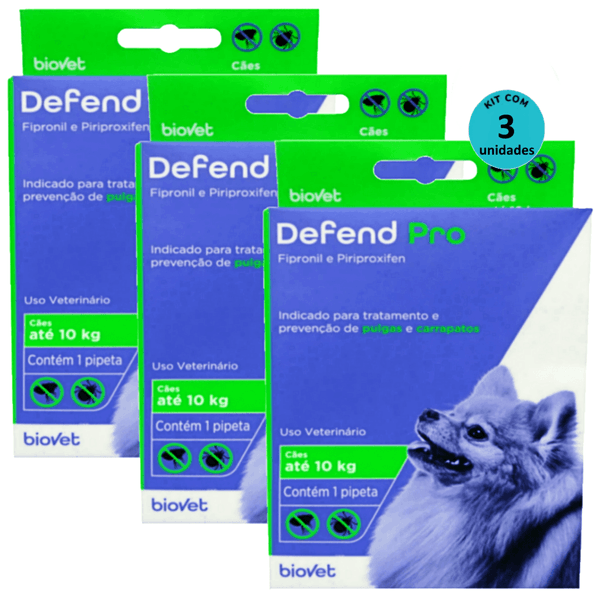 Kit 3 Defend Pro Cães (Até 10kg) - Biovet