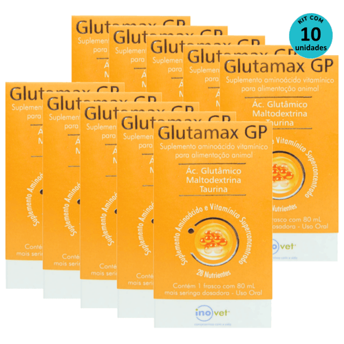 Kit 10 Glutamax GP Suplemento P/ Animais 80ml- Inovet Kit 10 Glutamax GP Suplemento P/ Animais 80ml- Inovet