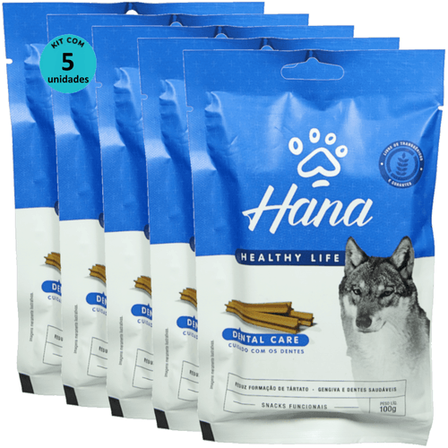 Kit 5 Snacks Hana Healthy Life Dental Care- Cuidado C/ os Dentes- P/ Cães Adultos- 100g Kit 5 Snacks Hana Healthy Life Dental Care- Cuidado C/ os Dentes- P/ Cães Adultos- 100g
