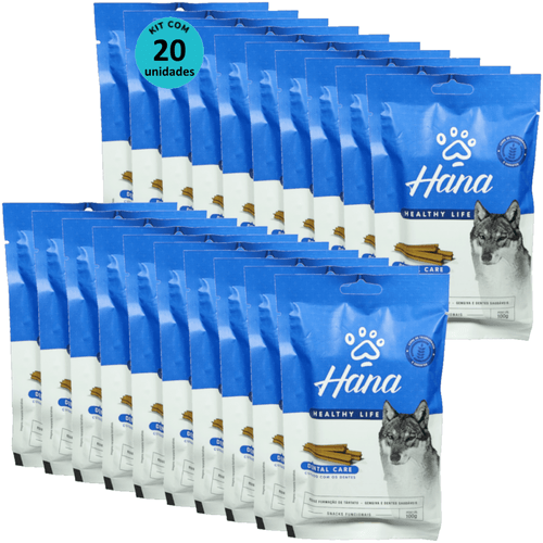 Snacks Hana Healthy Life Dental Care Cuidado C/ Os Dentes P/ Cães Adultos 100g - Kit C/ 20 unid. Snacks Hana Healthy Life Dental Care Cuidado C/ Os Dentes P/ Cães Adultos 100g - Kit C/ 20 unid.