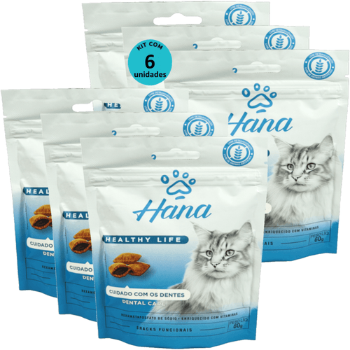 Kit 6 Snacks Hana Healthy Life Dental Care P/ Gatos Adultos- 60g Kit 6 Snacks Hana Healthy Life Dental Care P/ Gatos Adultos- 60g