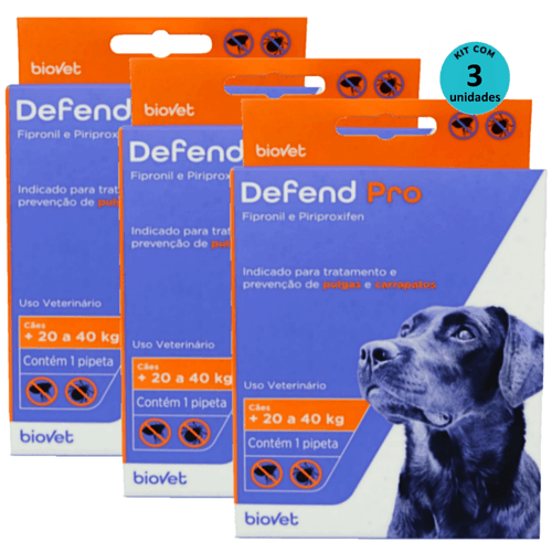 Kit 3 Defend Pro Cães (21 a 40kg) - Biovet