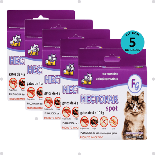 Kit Antipulgas Hectopar Mon Ami 1ml - Gatos de 4 a 10kg C/ 5 unidades