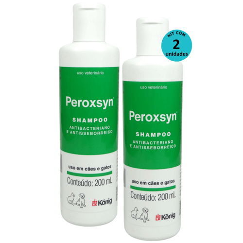Kit Shampoo Antibacteriano e Antisseborreico Peroxsyn König 200ml C/ 2 unidades