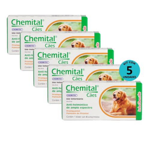 Kit Vermífugos Chemital Cães Chemitec 4 Comp. C/ 5 caixas