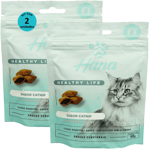 Kit 2 Snacks Hana Healthy Life Cat Sensations P/ Gatos Adultos- 60g Kit 2 Snacks Hana Healthy Life Cat Sensations P/ Gatos Adultos- 60g