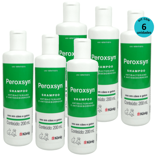 Kit Shampoo Antibacteriano e Antisseborreico Peroxsyn König 200ml C/ 6 unidades