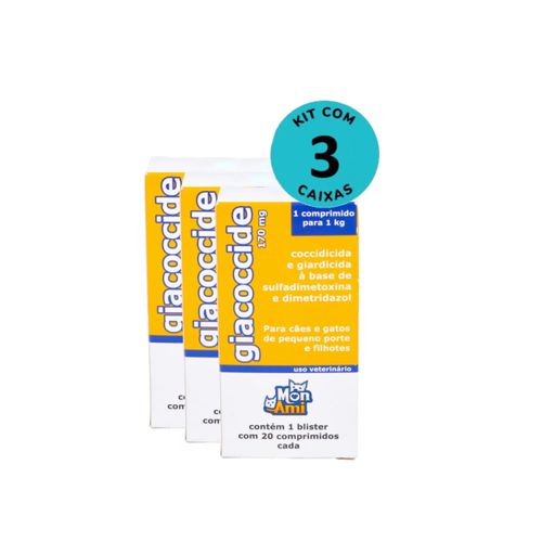 Kit Giacoccide Mon Ami 170mg c/ 20 Comprimidos C/ 3 unidades Kit Giacoccide Mon Ami 170mg c/ 20 Comprimidos C/ 3 unidades