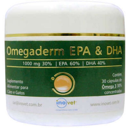 Omegaderm EPA & DHA 30 Suplemento para Cães e Gatos 1000mg C/ 30 cápsulas- Inovet Omegaderm EPA & DHA 30 Suplemento para Cães e Gatos 1000mg C/ 30 cápsulas- Inovet