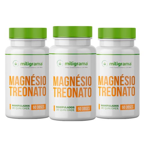 Kit 3 Magnésio L-Treonato 300mg 60 doses 30 Cápsulas