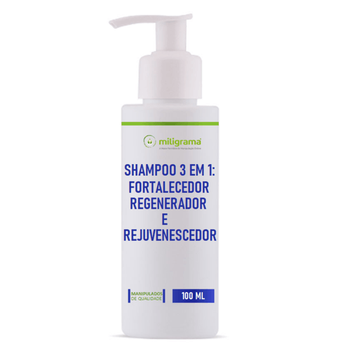 Shampoo 3 em 1: Fortalecedor, Regenerador e Rejuvenescedor 100ml