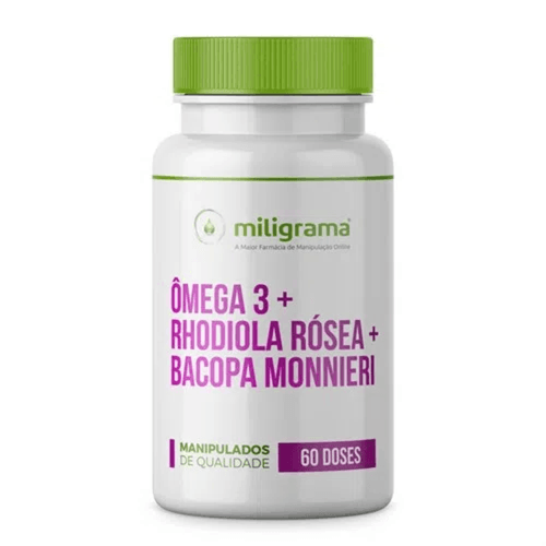 Ômega 3 pó 600mg + Rhodiola rósea 150mg + Bacopa monnieri 250mg 60 Doses Ômega 3 pó 600mg + Rhodiola rósea 150mg + Bacopa monnieri 250mg 60 Doses