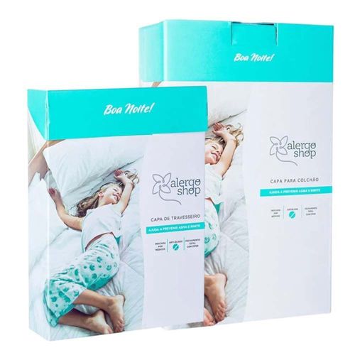 KIT Capa Travesseiro + Capa Antiácaro para Colchão Solteiro Super Soft Alergoshop Tam 2 branco KIT Capa Travesseiro + Capa Antiácaro para Colchão Solteiro Super Soft Alergoshop Tam 2 branco
