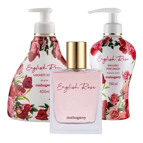 KIT Fragrância English Rose + Hidratante + Sabonete Líquido Mahogany 400ml incolor KIT Fragrância English Rose + Hidratante + Sabonete Líquido Mahogany 400ml incolor