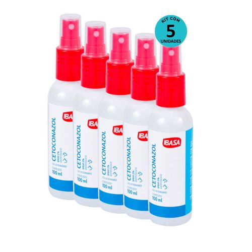 Kit Cetoconazol Spray 2% Ibasa 100ml C/ 5 unidades