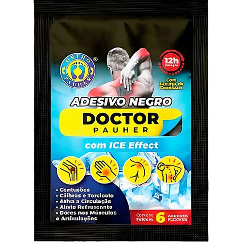 Adesivo Gel Negro Doctor Pauher Para Dor - Com 6 Unidades