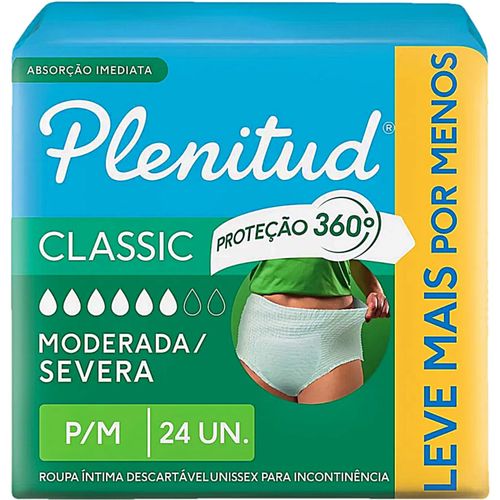 Roupa Íntima Descartável Unissex Classic Plenitud P/M 24 unidades