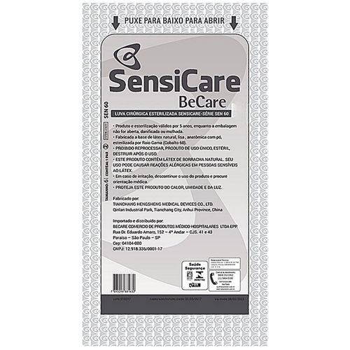 Luva Cirúrgica Sensicare 7.5 Estéril em Látex com Pó -01 par