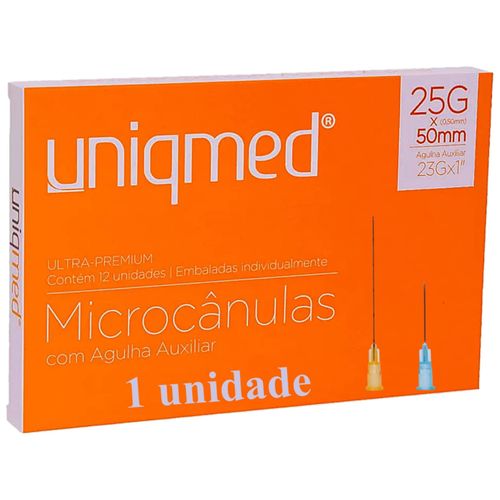 Microcânula Ultra-Premium 25Gx50mm Agulha Auxiliar 23Gx1 - unidade