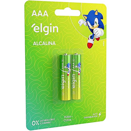 Pilha Alcalina Elgin AAA Blister com 2 Pilhas