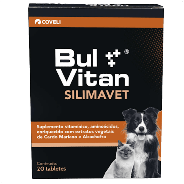 BUL VITAN SILIMAVET COM 20 TABLETES SUPLEMENTO PARA CÃES E GATOS COVELI