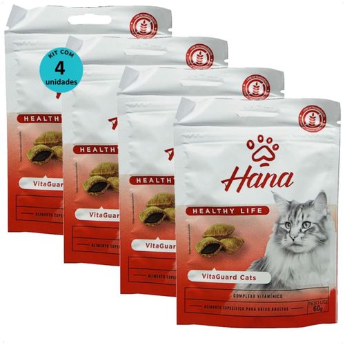 SNACK HANA HEALTHY LIFE VITAGUARD CATS PARA GATOS ADULTOS 60G KIT COM 4 SNACK HANA HEALTHY LIFE VITAGUARD CATS PARA GATOS ADULTOS 60G KIT COM 4