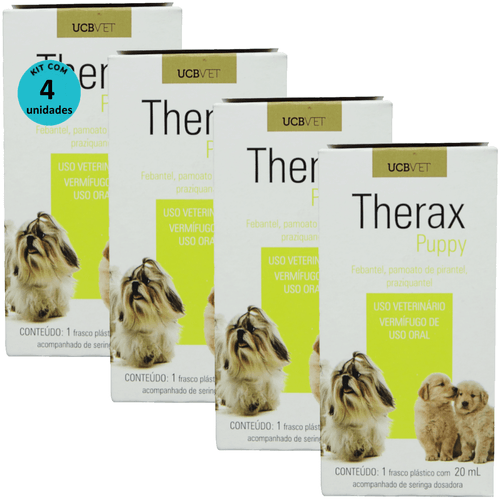 Therax Puppy 20ml Vermífugo Para Cães ucbvet Kit Com 4