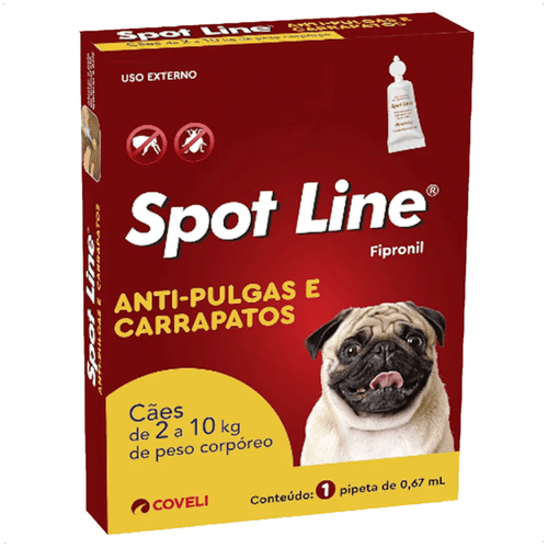 SPOT LINE ANTIPULGAS E CARRAPATOS 0,67ML PARA CÃES DE 2 A 10KG COVELI SPOT LINE ANTIPULGAS E CARRAPATOS 0,67ML PARA CÃES DE 2 A 10KG COVELI