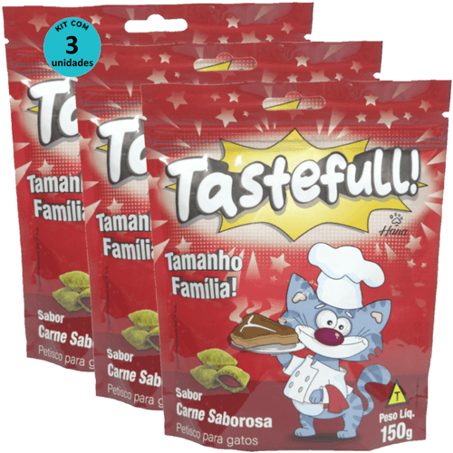 Hana Tastefull Nuggets Para Gatos Carne Saborosa 150g Kit 3 un