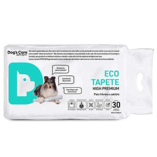 Tapete Higiênico Dog's Care Eco High Premium 30 Un 82x60 Cm