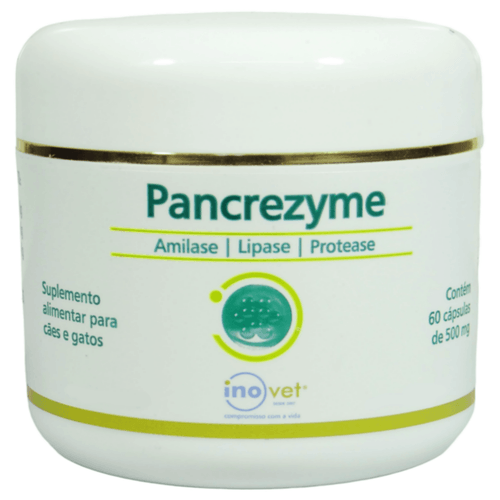 Pancrezyme 60 Cápsulas 500mg Para Cães e Gatos Inovet Pancrezyme 60 Cápsulas 500mg Para Cães e Gatos Inovet