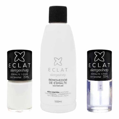 KIT Esmaltes Cravo Branco + Top Coat + Removedor Alergoshop