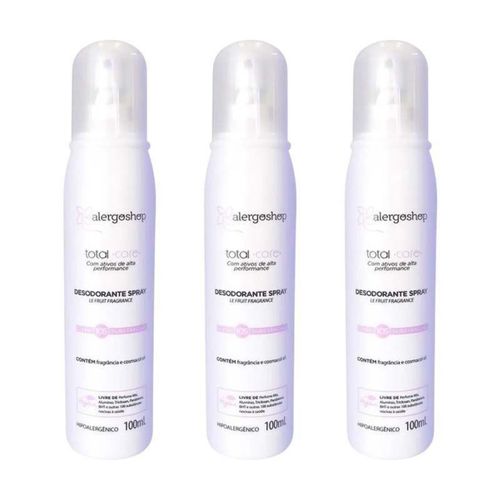 KIT 3 Desodorante Spray Le Fruit Hipoalergênico Total Care Alergoshop 100ml branco KIT 3 Desodorante Spray Le Fruit Hipoalergênico Total Care Alergoshop 100ml branco