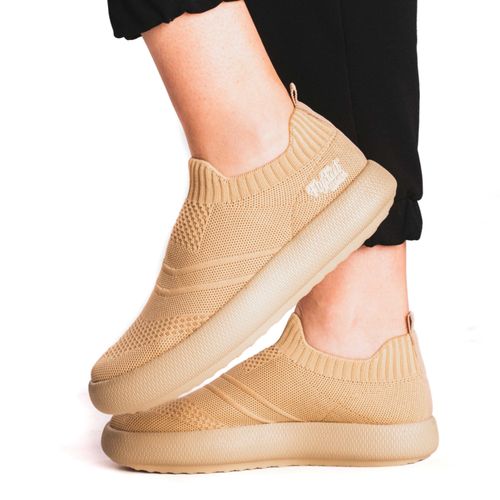 Tênis Ortopédico Flyfeet Nuvem Knit Ortho Pauher - Bege - 34/35