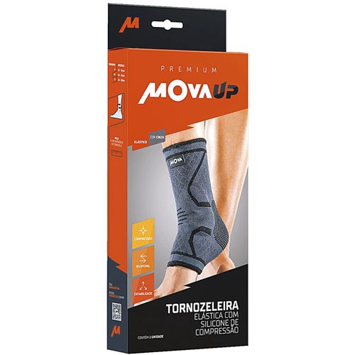 Tornozeleira Elástica com Silicone de Compressão Mova Up Cinza Tam P - unidade