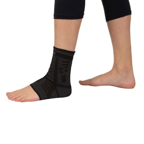 Tornozeleira de Compressão Elástica Mercur - Preto/Grafite - Tamanho P/M Tornozeleira de Compressão Elástica Mercur - Preto/Grafite - Tamanho P/M