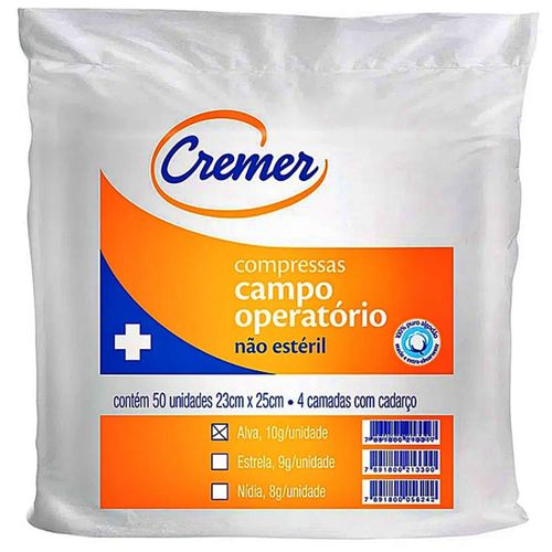 Campo Operatório Cremer com cadarço 23X25cm - 50 unidades Campo Operatório Cremer com cadarço 23X25cm - 50 unidades