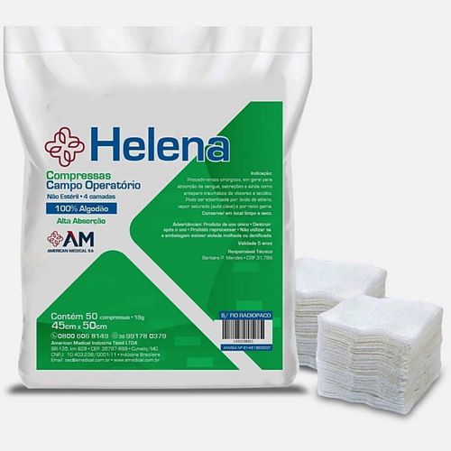 Campo Operatório Helena 45X50cm 18g Não Estéril 50 unidades Campo Operatório Helena 45X50cm 18g Não Estéril 50 unidades