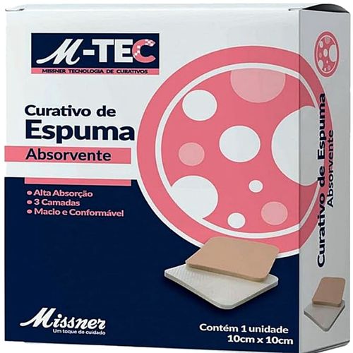 Curativo Espuma Absorvente M-Tec Missner 10x10cm - unidade Curativo Espuma Absorvente M-Tec Missner 10x10cm - unidade