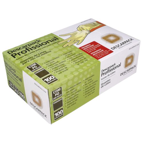 Luva de Látex Descarpack Profissional com Pó - Tamanho PP - Com 100 Luvas Luva de Látex Descarpack Profissional com Pó - Tamanho PP - Com 100 Luvas