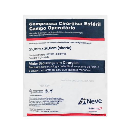 Campo Operatório Neve Crochê Estéril 25X28cm - 5 unidades Campo Operatório Neve Crochê Estéril 25X28cm - 5 unidades