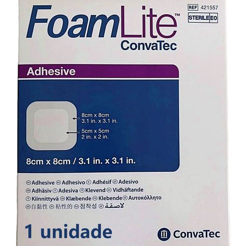 Curativo Foam Lite Convatec Adesivo - 421557 8x8cm - unidade Curativo Foam Lite Convatec Adesivo - 421557 8x8cm - unidade