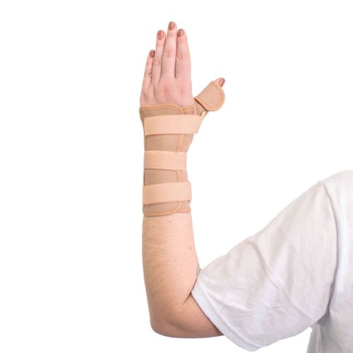 Órtese Curta com Tala para Punho e Polegar Mercur - Bege - Esquerda - P Órtese Curta com Tala para Punho e Polegar Mercur - Bege - Esquerda - P