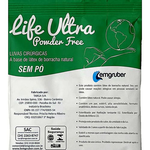 Luva Cirúrgica LifeUltra PowderFree Estéril sem Pó 7.0-1 par Luva Cirúrgica LifeUltra PowderFree Estéril sem Pó 7.0-1 par